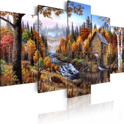 Animal Deer Pictures Vintage Wall Art Canvas Print-Original Frame