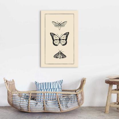 The Butterfly Trio 1 Piece HD Multi Panel Canvas Wall Art Frame-Original Frame