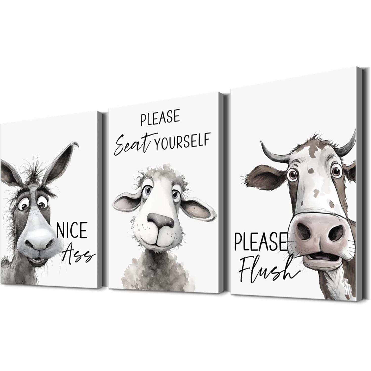 Funny Animal 3 Piece Canvas Wall Art