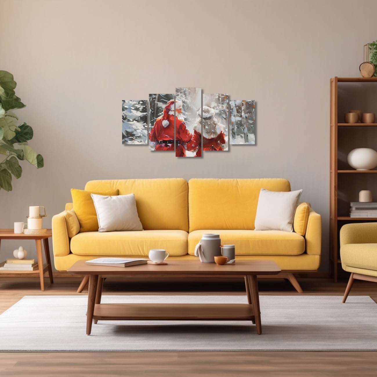 Christmas Wall Art 5 Pieces Mr. And Mrs. Santa Claus Canvas Print