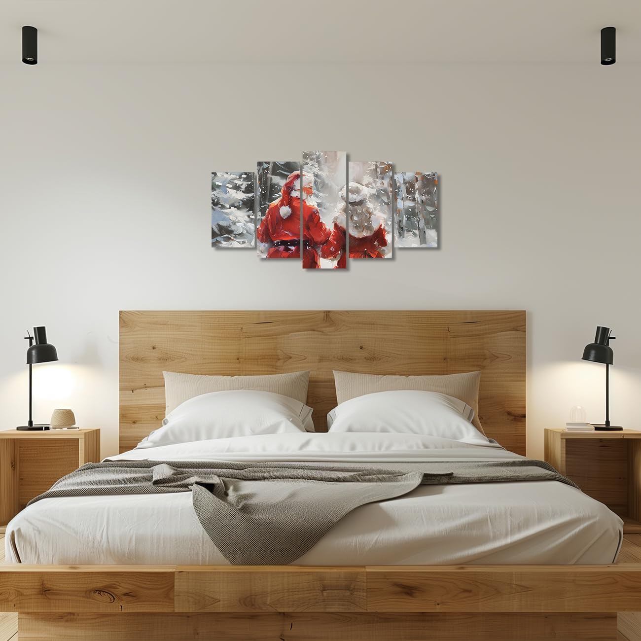Christmas Wall Art 5 Pieces Mr. And Mrs. Santa Claus Canvas Print