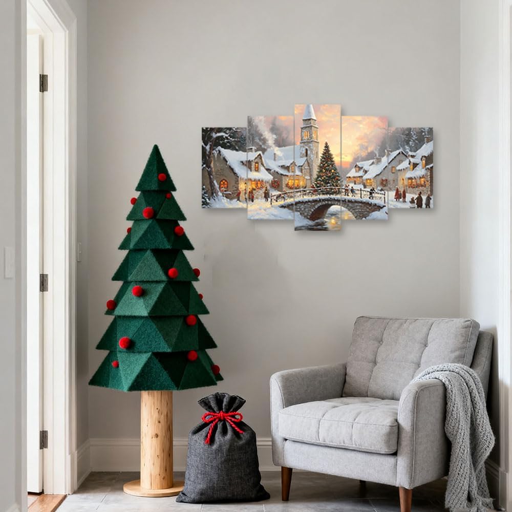 Christmas Canvas Wall Art 5 Pieces Winter Scene Wall Decor