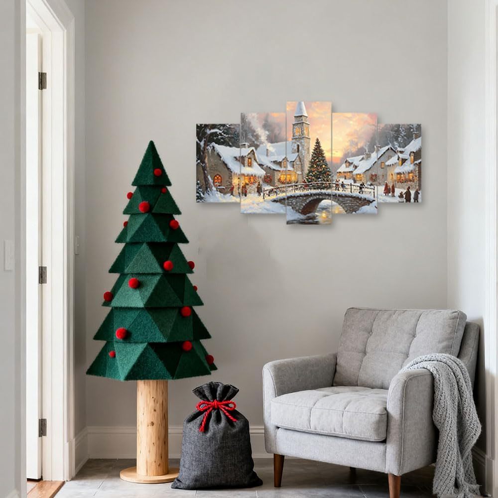 Christmas Canvas Wall Art 5 Pieces Winter Scene Wall Decor