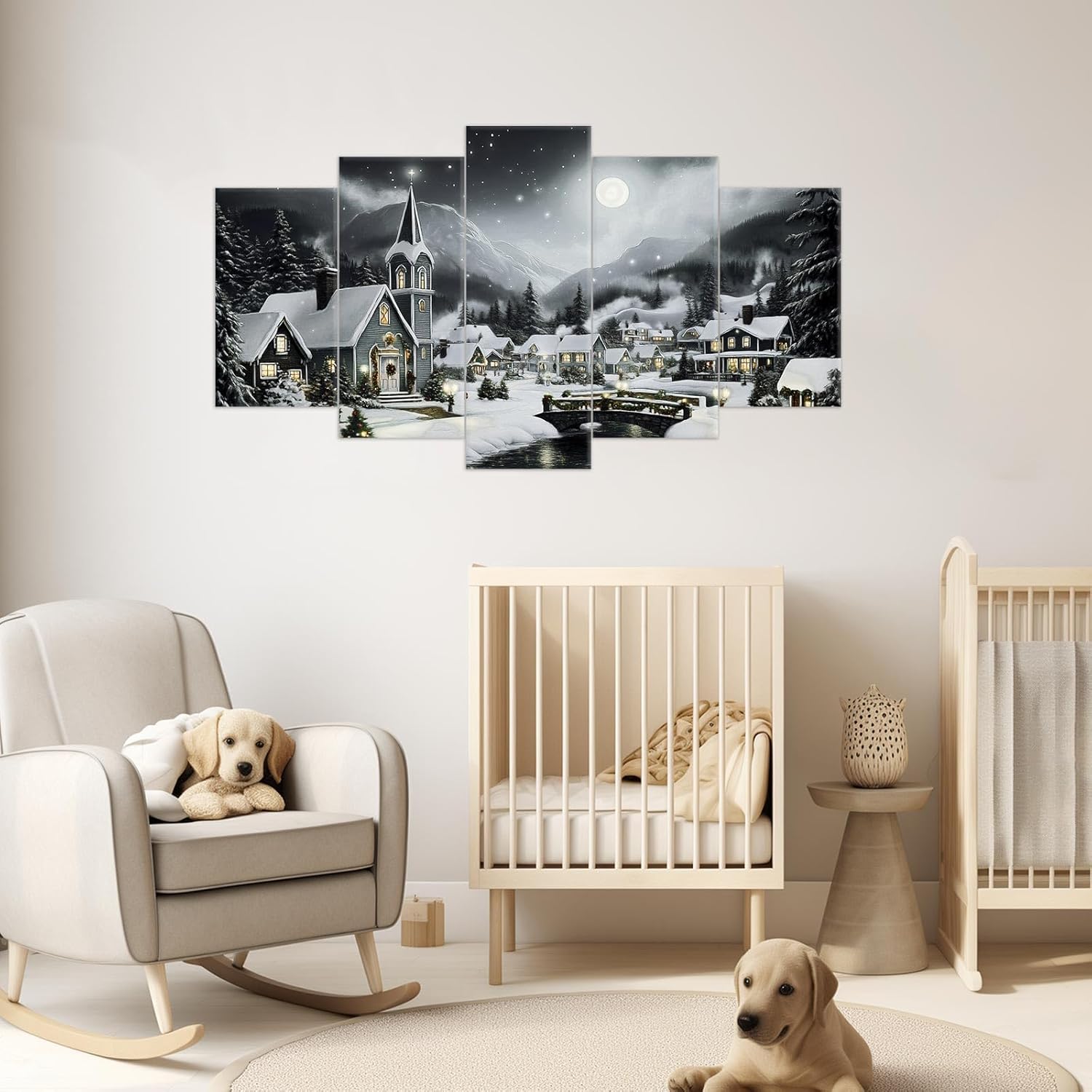 Christmas Wall Art 5 Pieces Large Christmas Church Pictures Wall