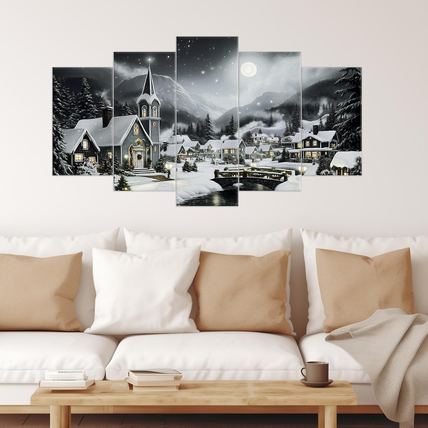 Christmas Wall Art 5 Pieces Large Christmas Church Pictures Wall