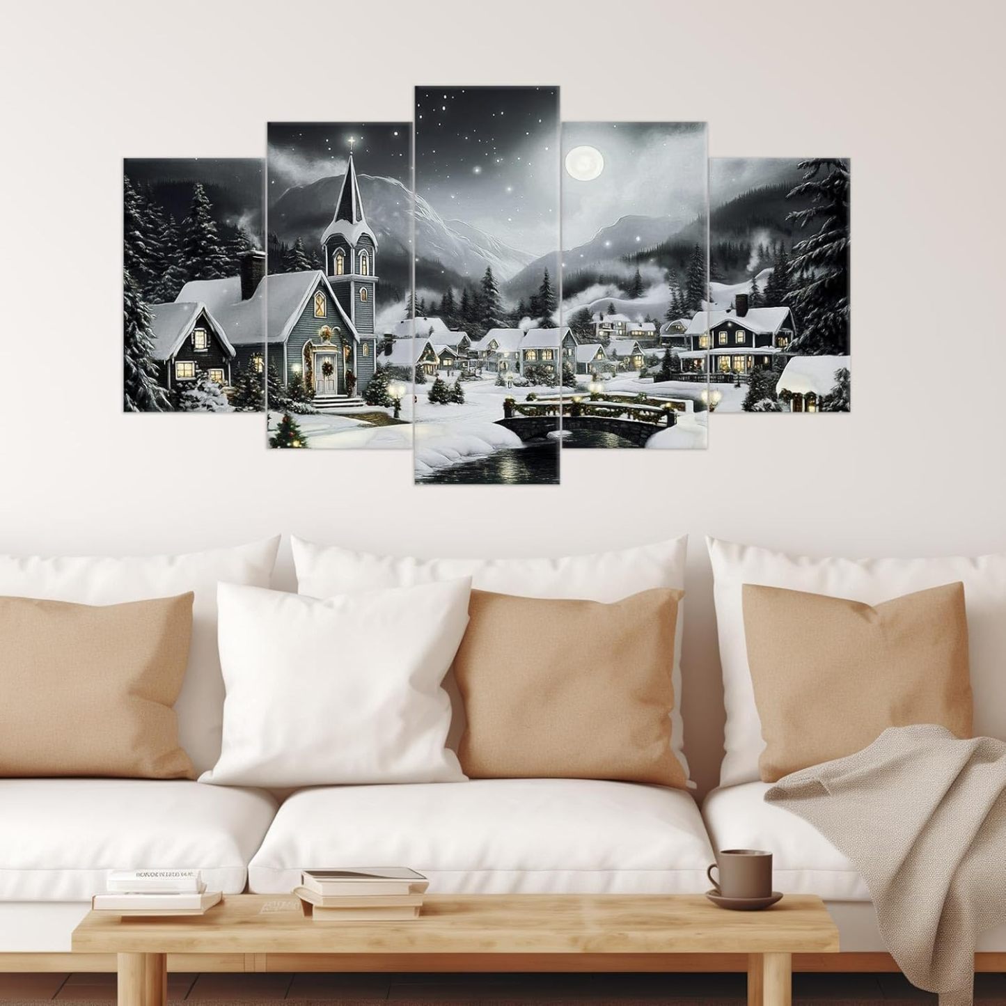Christmas Wall Art 5 Pieces Large Christmas Church Pictures Wall