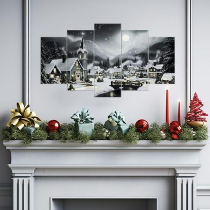 Christmas Wall Art 5 Pieces Large Christmas Church Pictures Wall