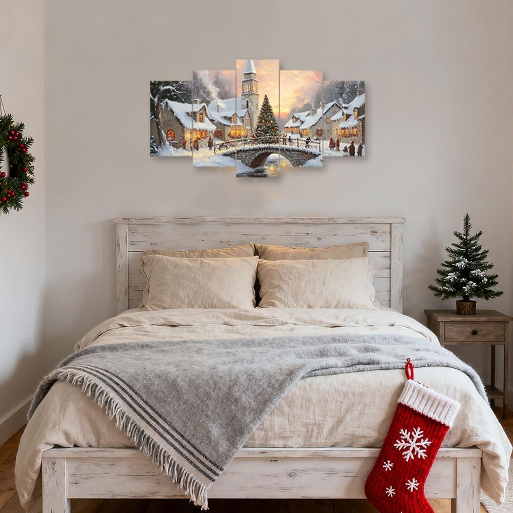 Christmas Canvas Wall Art 5 Pieces Winter Scene Wall Decor