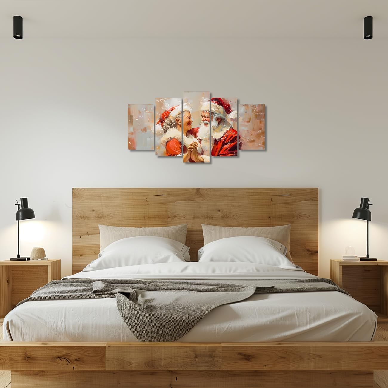 Christmas Wall Art 5 Pieces Mr. And Mrs. Santa Claus Canvas Print