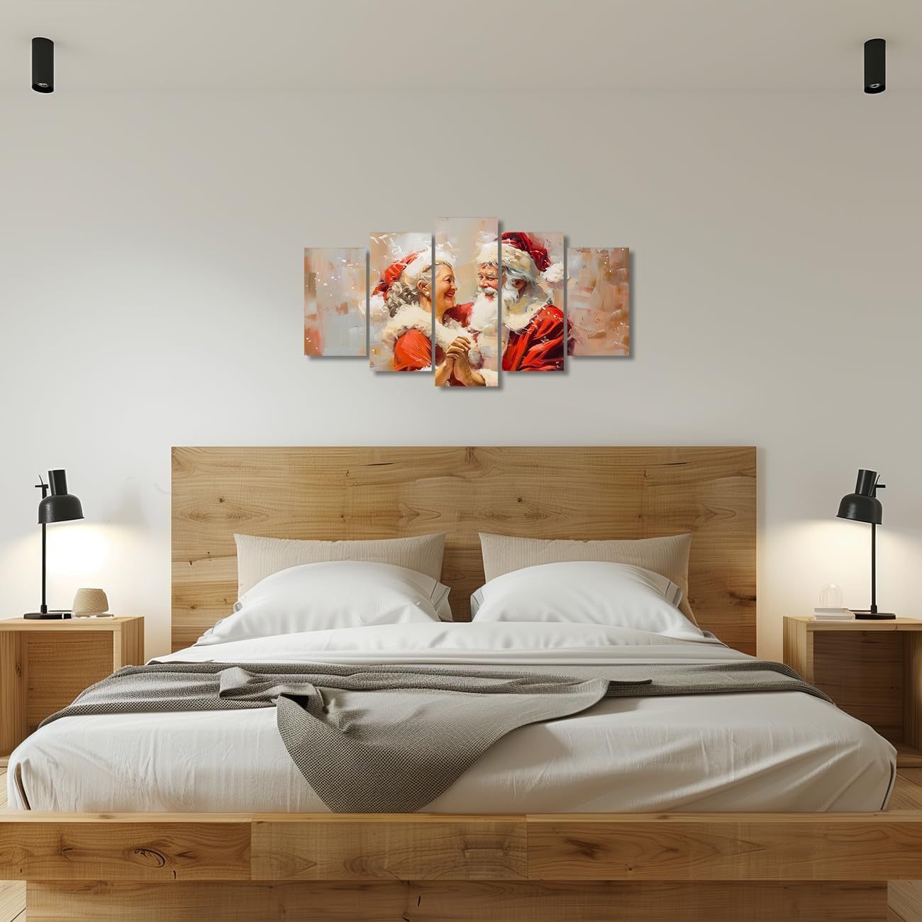 Christmas Wall Art 5 Pieces Mr. And Mrs. Santa Claus Canvas Print
