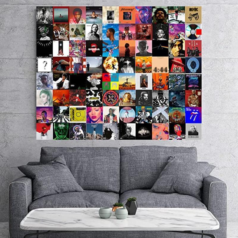Square Printed Music Album Cover Posters Collage Kit-Original Frame