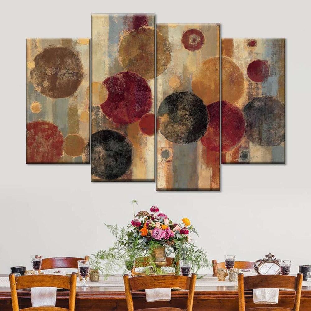 Abstract Dark Geometry 4 Panels Canvas Painting HD Wall Art-Original Frame