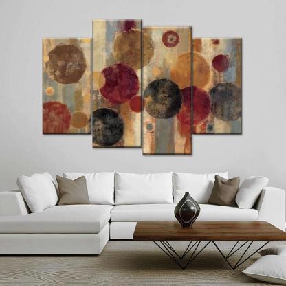 Abstract Dark Geometry 4 Panels Canvas Painting HD Wall Art-Original Frame