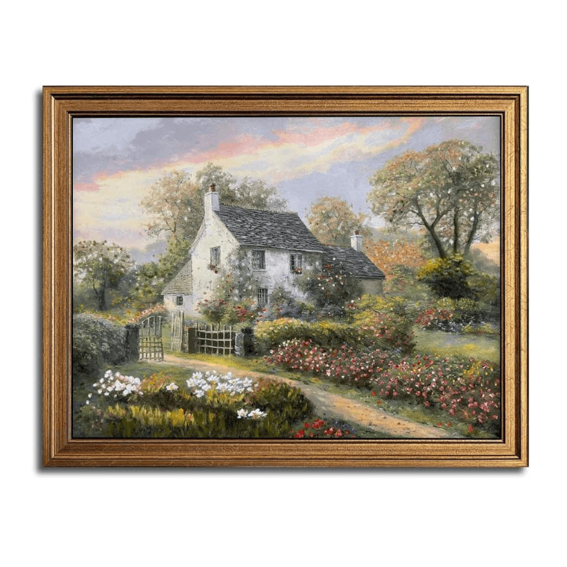 Antique Village Garden Wall Art-Original Frame