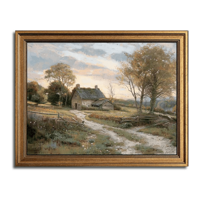 Antique Village Garden Wall Art-Original Frame