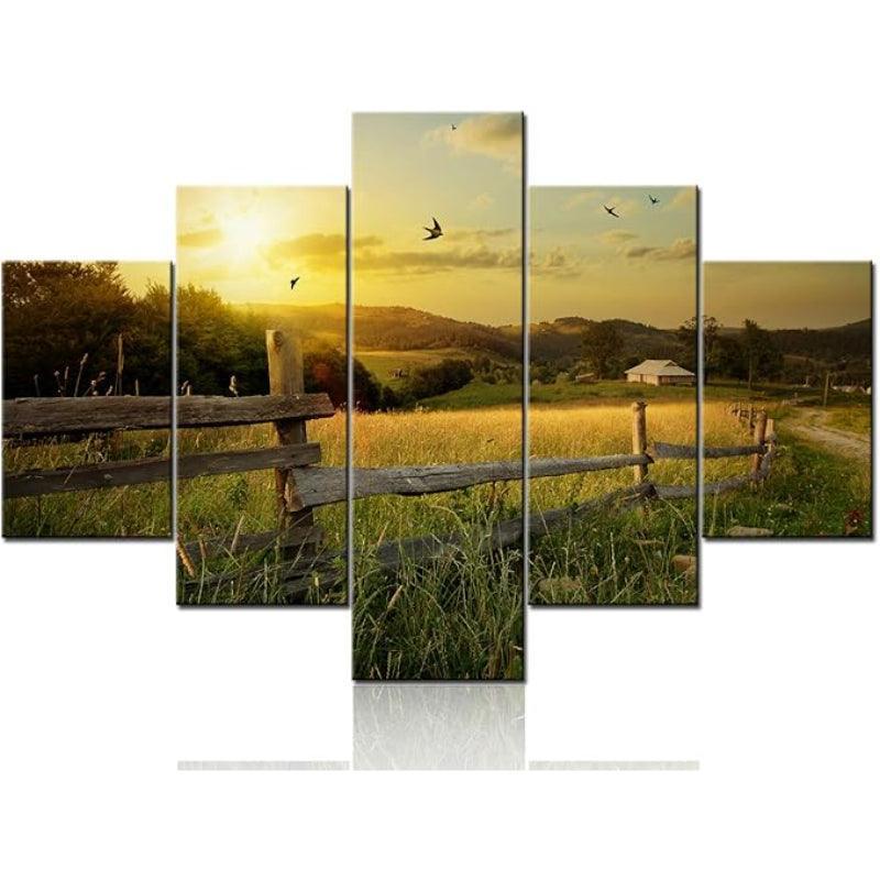 Canvas Wall Art Set Featuring Ethereal Forest Landscape-Original Frame