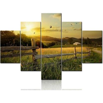 Canvas Wall Art Set Featuring Ethereal Forest Landscape-Original Frame