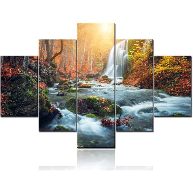Canvas Wall Art Set Featuring Ethereal Forest Landscape-Original Frame
