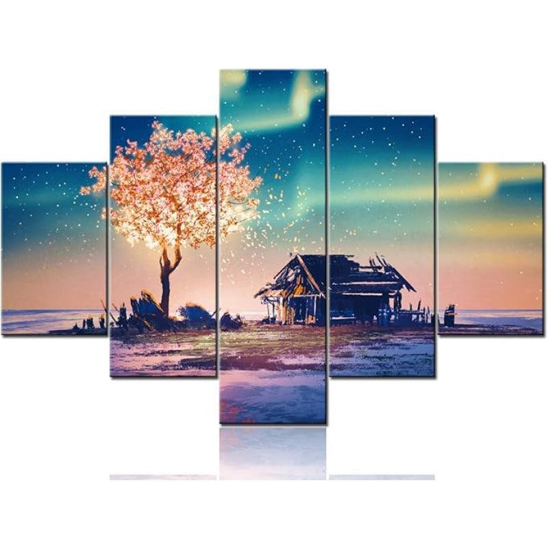 Canvas Wall Art Set Featuring Ethereal Forest Landscape-Original Frame