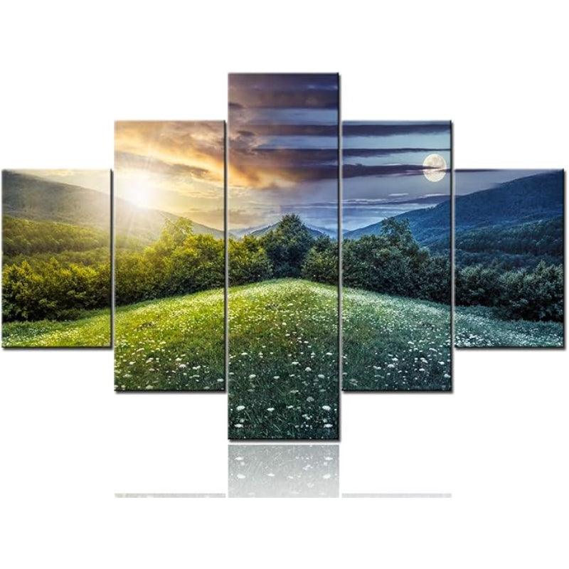 Canvas Wall Art Set Featuring Ethereal Forest Landscape-Original Frame