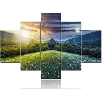 Canvas Wall Art Set Featuring Ethereal Forest Landscape-Original Frame