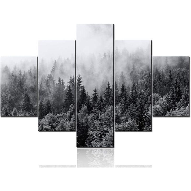 Canvas Wall Art Set Featuring Ethereal Forest Landscape-Original Frame