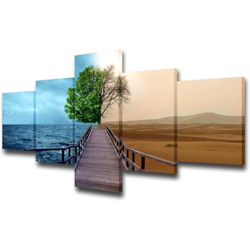 Canvas Wall Art Set Featuring Ethereal Forest Landscape-Original Frame