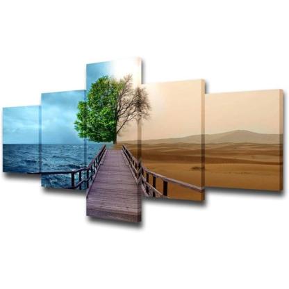 Canvas Wall Art Set Featuring Ethereal Forest Landscape-Original Frame
