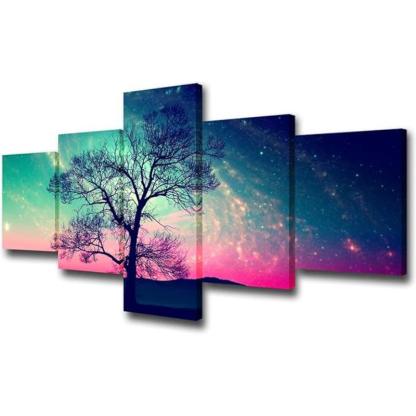 Canvas Wall Art Set Featuring Ethereal Forest Landscape-Original Frame