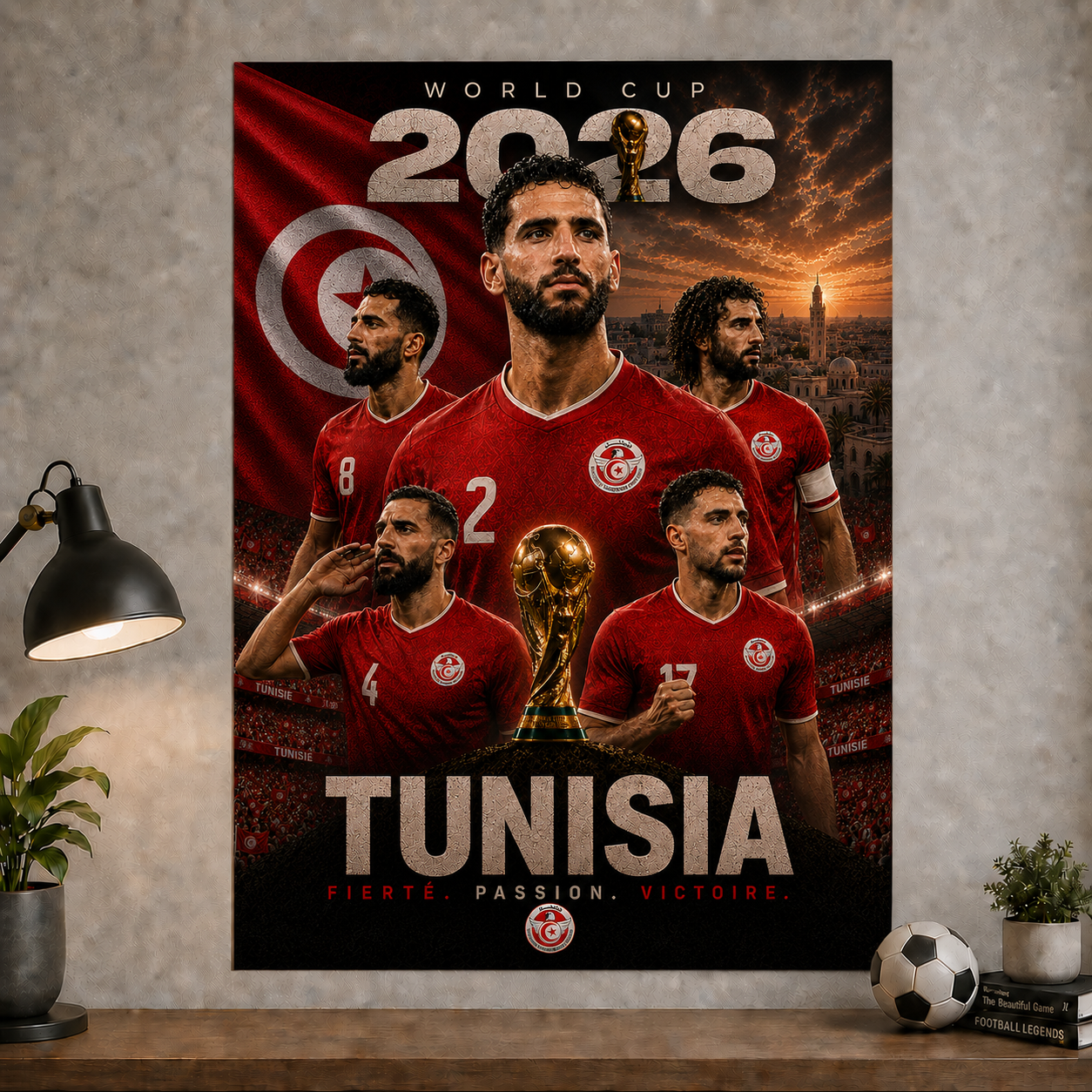 World Cup 2026 Tunisia Football Team Poster And Wall Frame