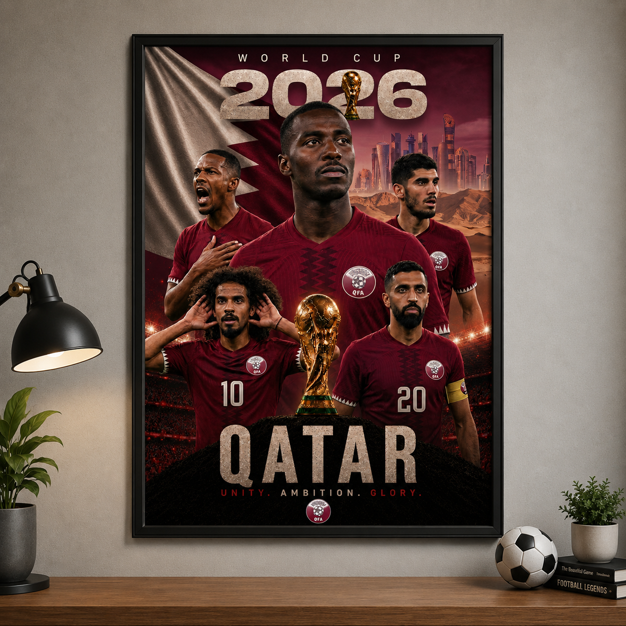 World Cup 2026 Qatar Football Team Poster And Wall Frame