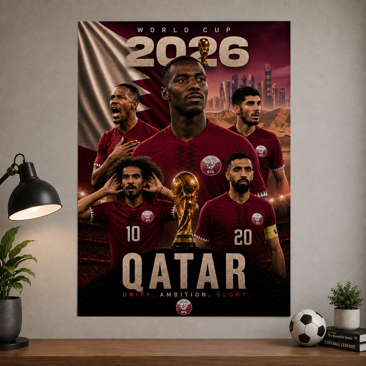 World Cup 2026 Qatar Football Team Poster And Wall Frame