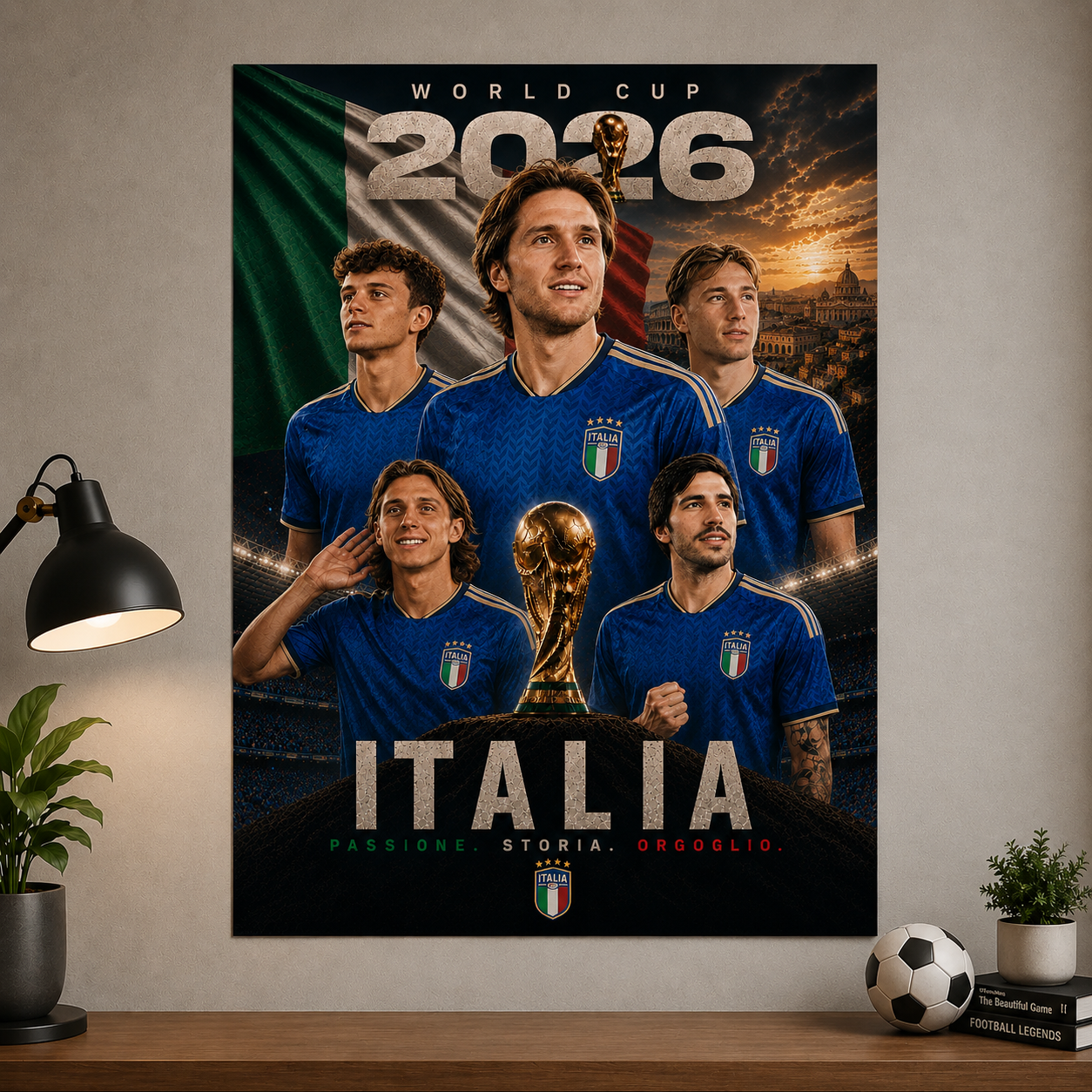 World Cup 2026 Italy Football Team Poster And Wall Frame
