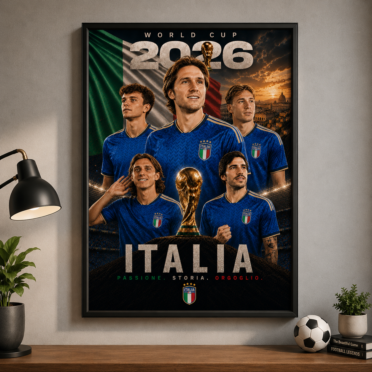 World Cup 2026 Italy Football Team Poster And Wall Frame