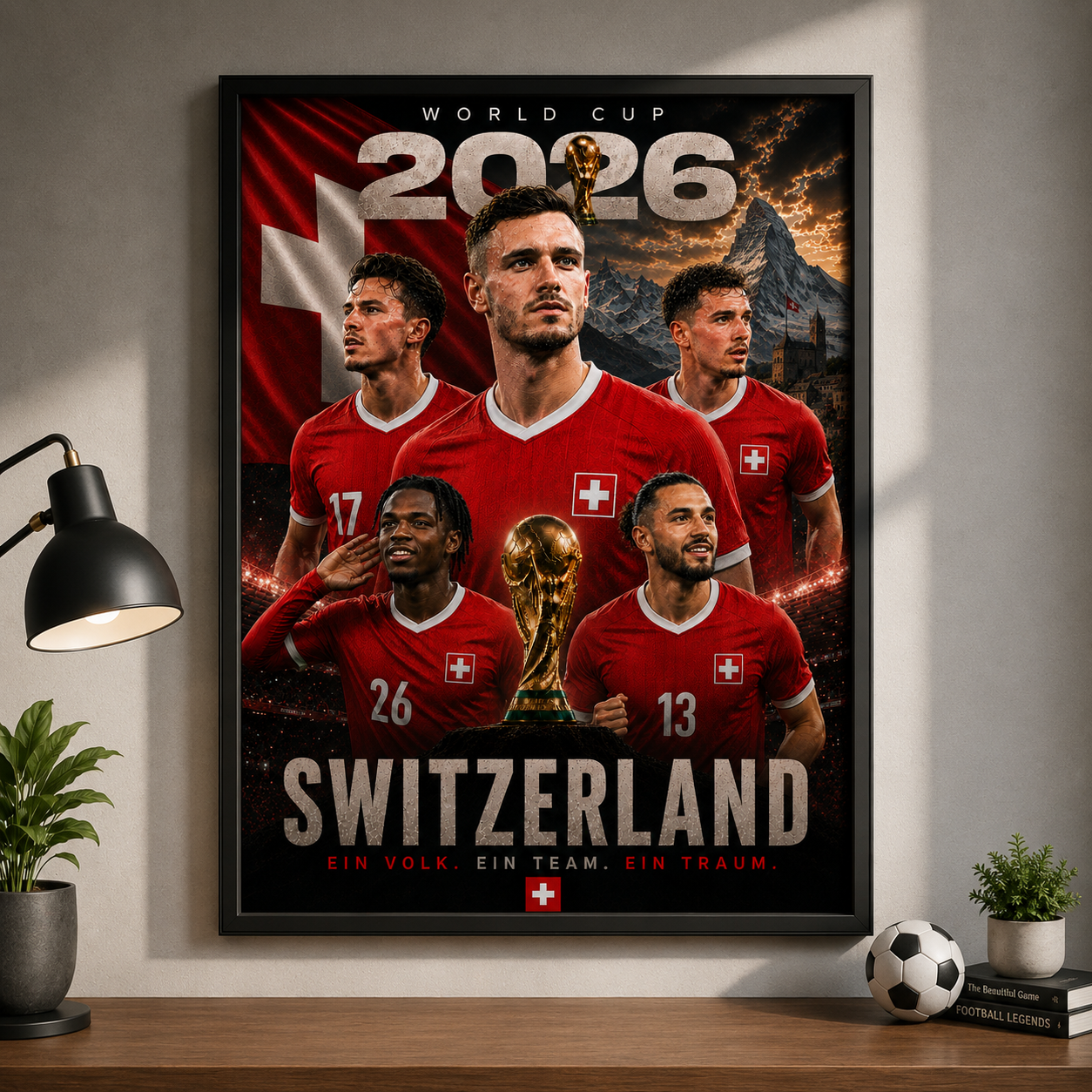 World Cup 2026 Switzerland Football Team Poster And Wall Frame