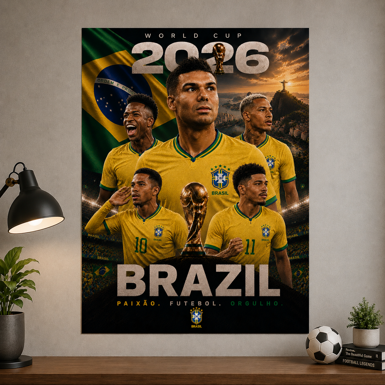 World Cup 2026 Brazil Football Team Poster And Wall Frame