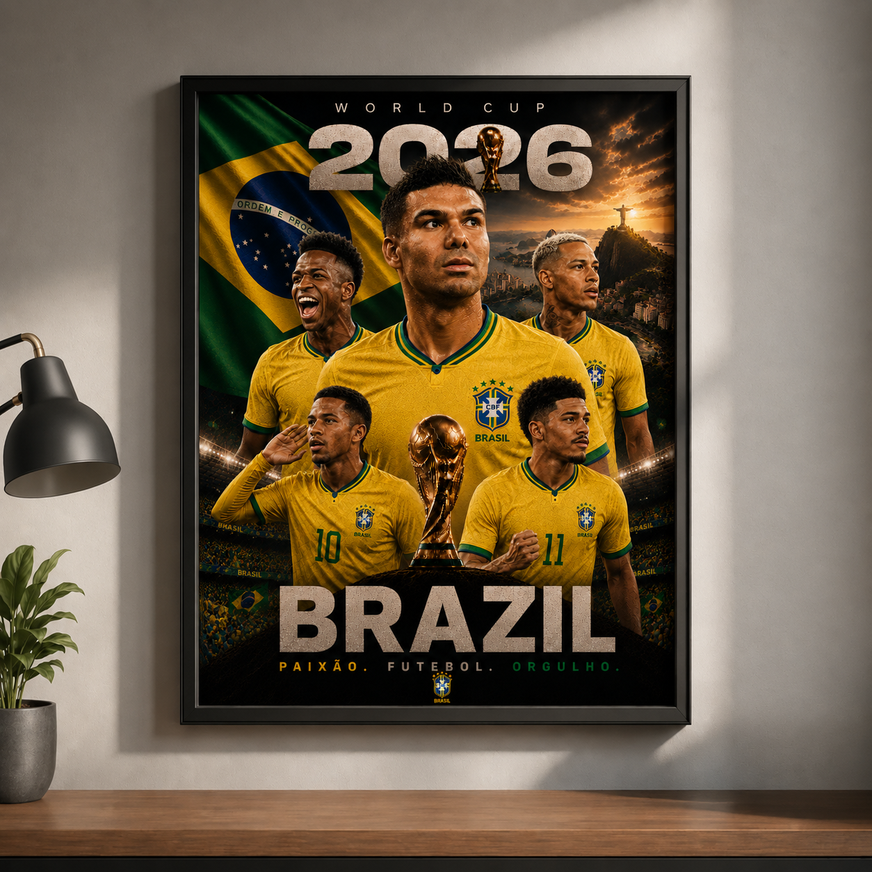 World Cup 2026 Brazil Football Team Poster And Wall Frame