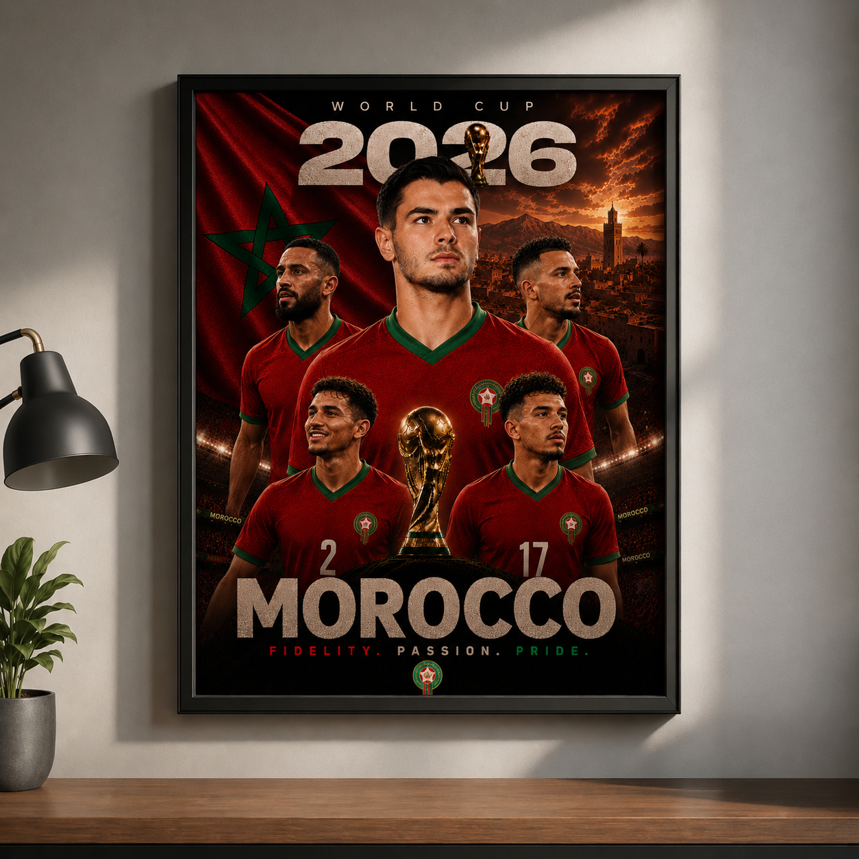 World Cup 2026 Morocco Football Team Poster And Wall Frame