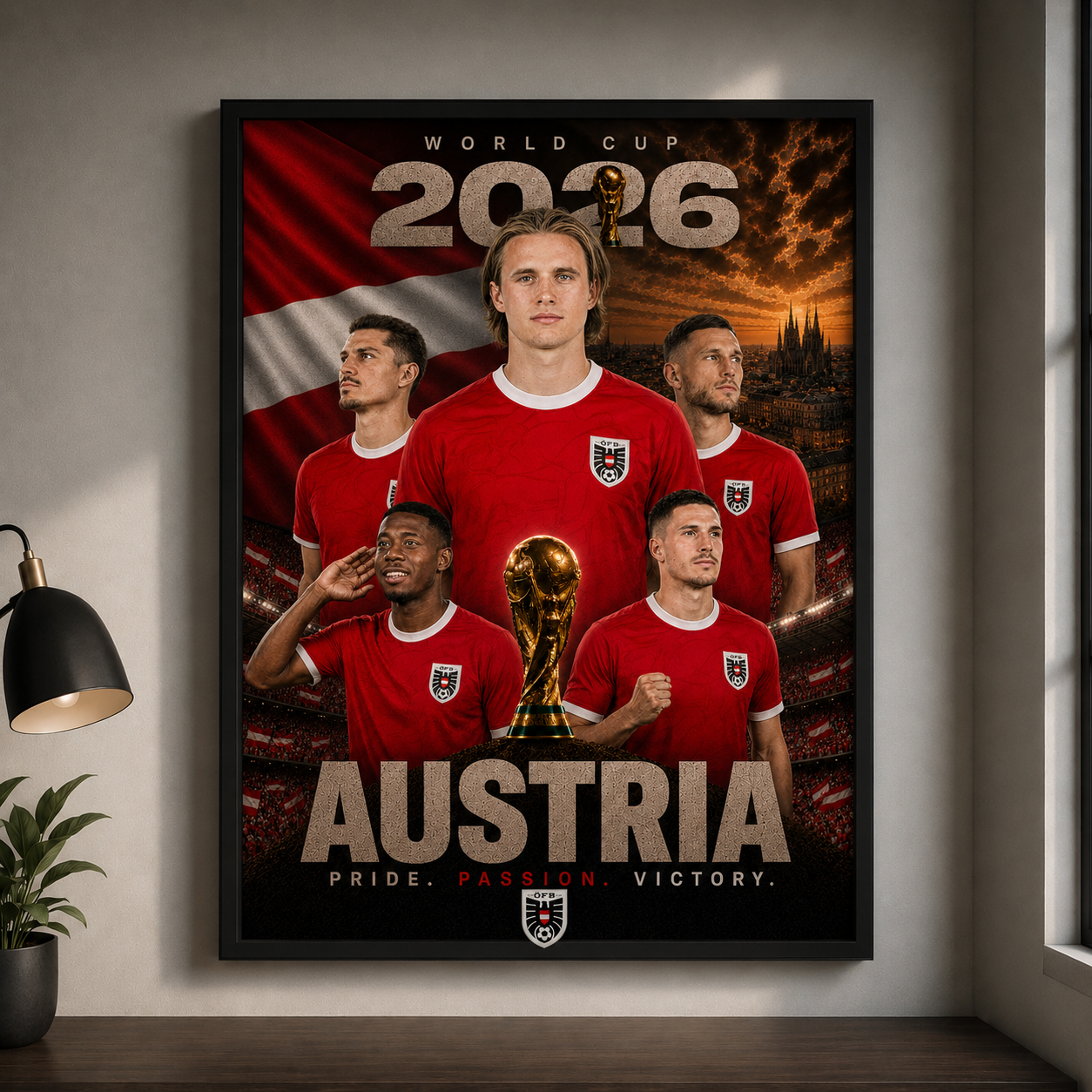 World Cup 2026 Austria Football Team Poster And Wall Frame