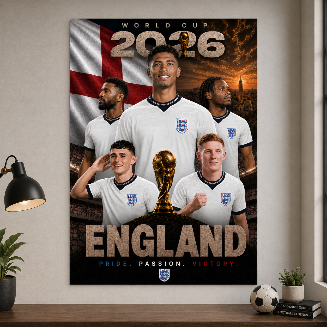 World Cup 2026 England Football Team Poster And Wall Frame