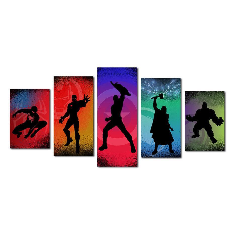 Dynamic Silhouettes Five-Panel Art Set-Original Frame