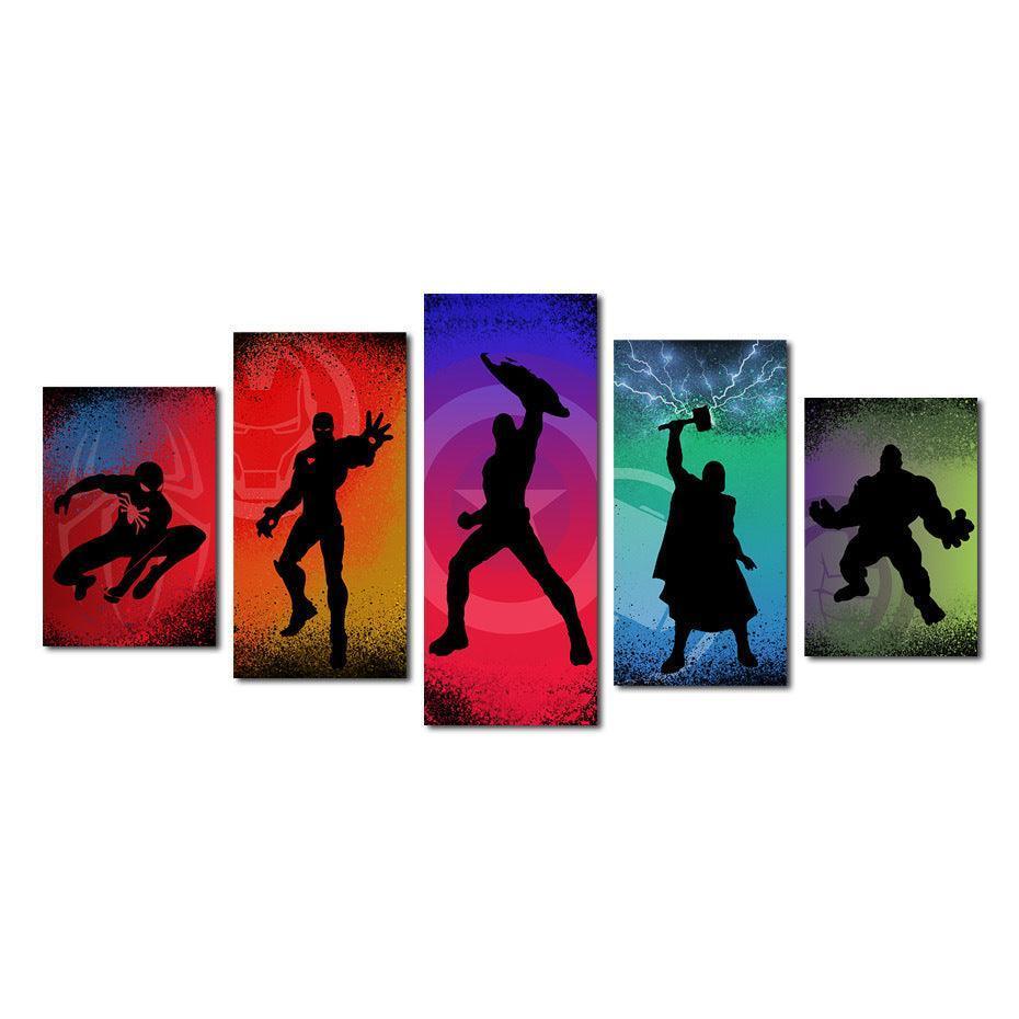 Dynamic Silhouettes Five-Panel Art Set-Original Frame