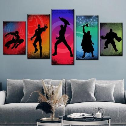 Dynamic Silhouettes Five-Panel Art Set-Original Frame