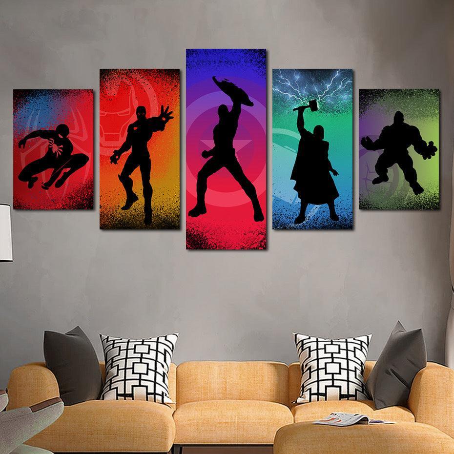 Dynamic Silhouettes Five-Panel Art Set-Original Frame