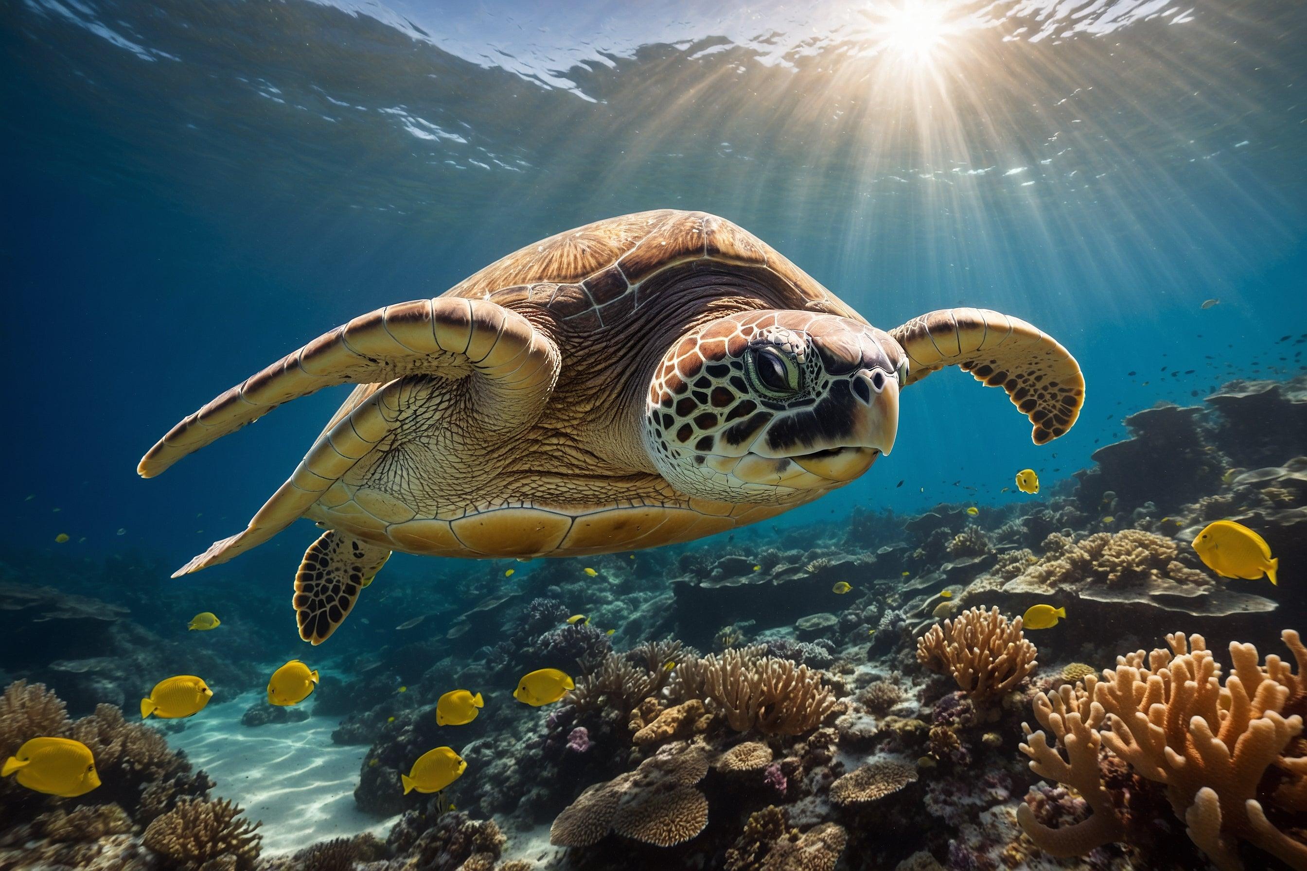 The Fascinating Great Barrier Reef Turtle Ancient Navigator Oil Paintings Frame