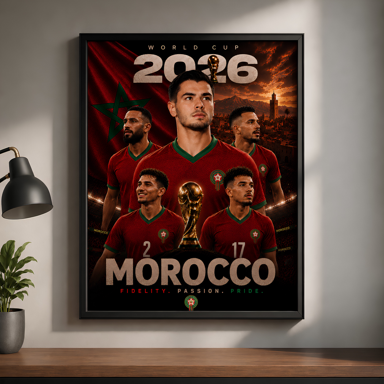 World Cup 2026 Morocco Football Team Poster And Wall Frame