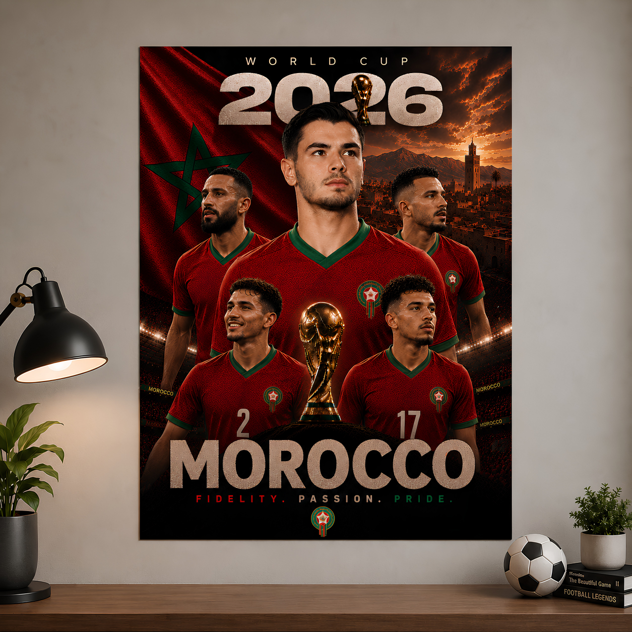World Cup 2026 Morocco Football Team Poster And Wall Frame