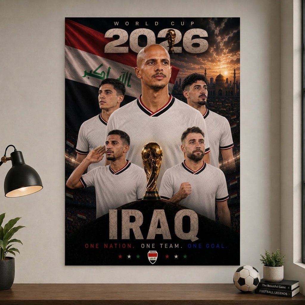 World Cup 2026 Iraq Football Team Poster And Wall Frame