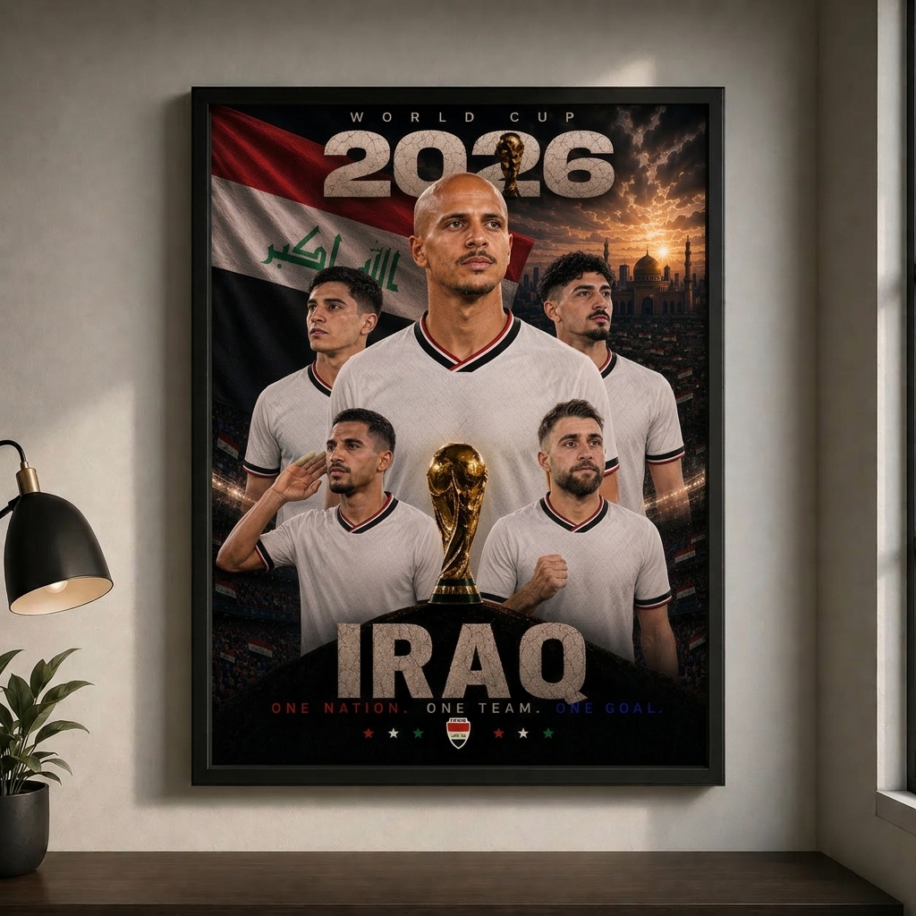 World Cup 2026 Iraq Football Team Poster And Wall Frame