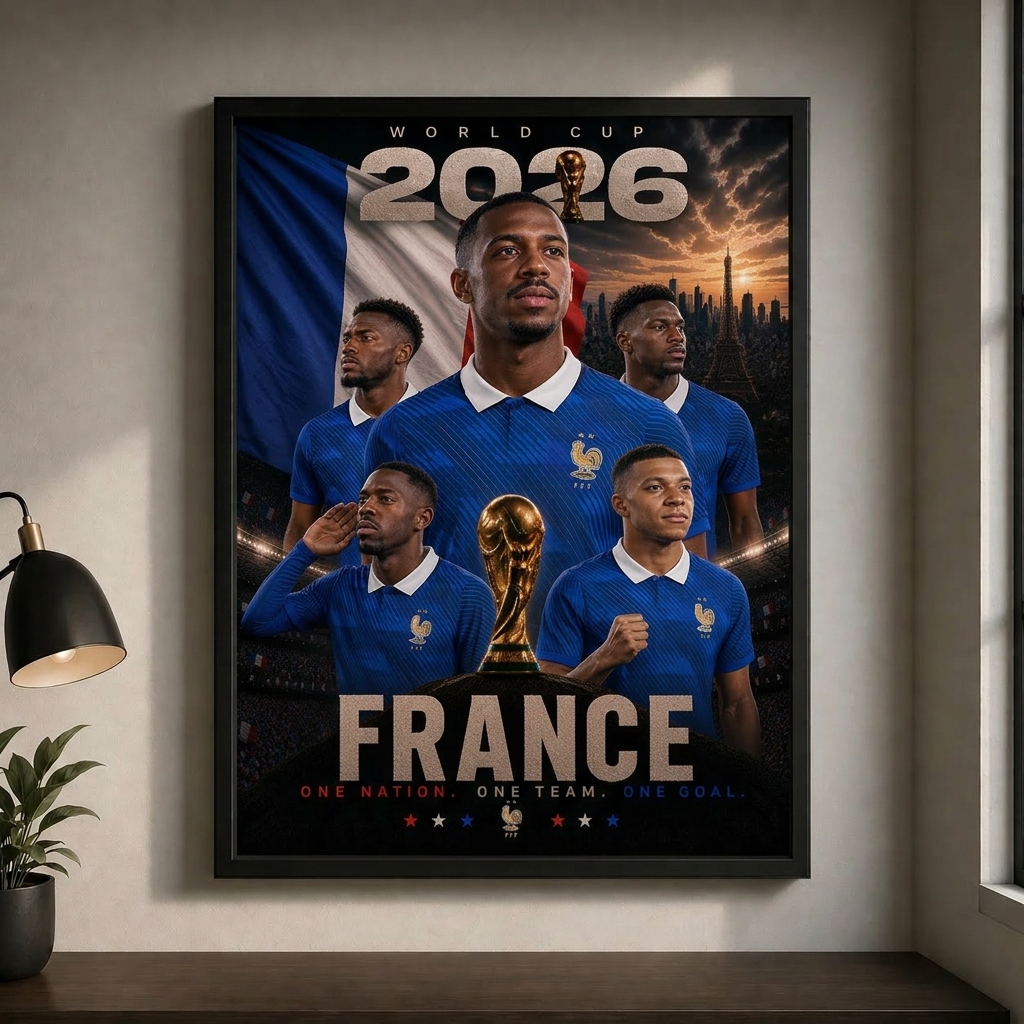 World Cup 2026 France Football Team Poster And Wall Frame
